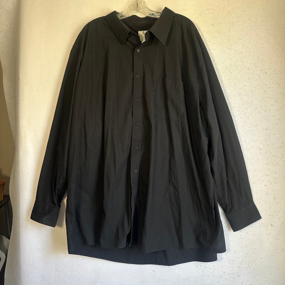 Oobe Mens Black Long Sleeve Button Down Shirt 4XL Big Tall Cotton Blend Pocket